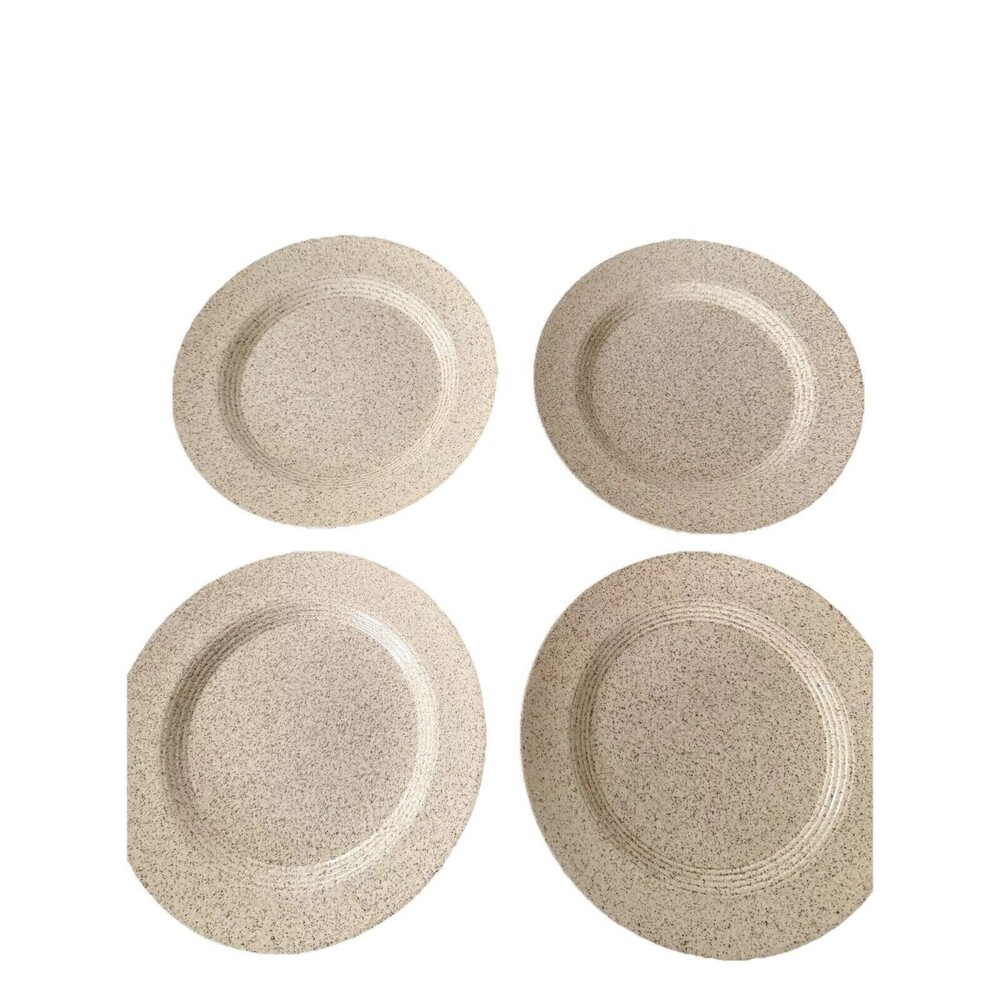 4 Homer Laughlin Table Fair Speckled Oatmeal Dinner Plates 10"